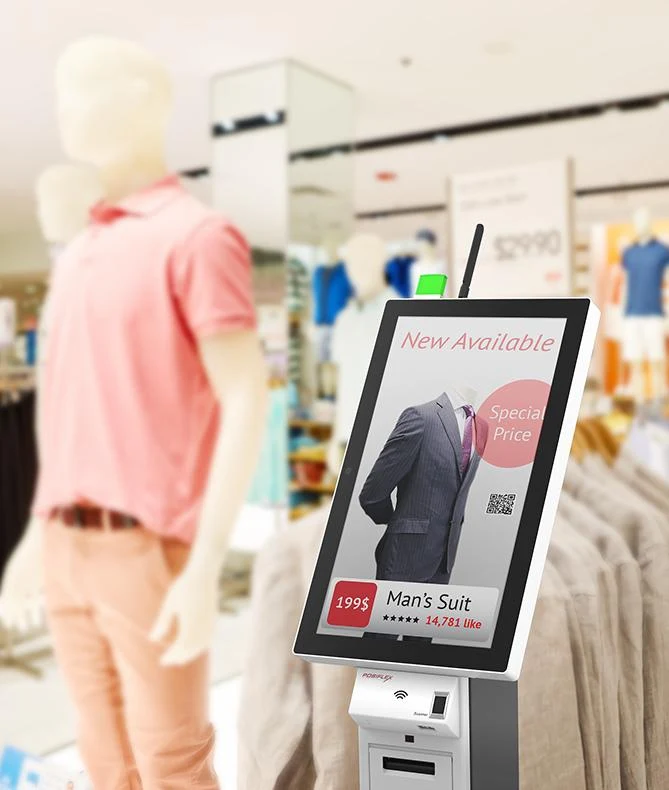 Cijeli Posiflex kiosk za prikaz ponude u trgovini odjećom